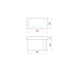 Ukončenie na jokel 40 x 20 mm, brúsená nerez AISI 304 Ukončenie na jokel 40 x 20 mm, brúsená nerez AISI 304